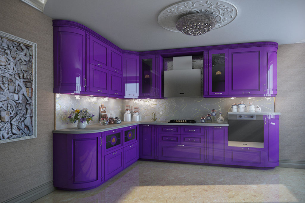 фиолетовые кухни